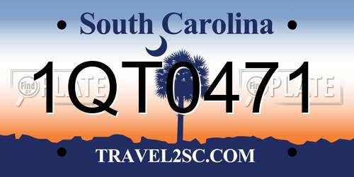 1QT0471 South Carolina License Plate