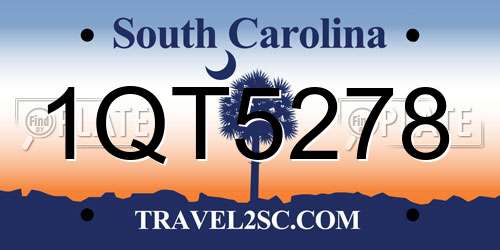 1QT5278 South Carolina License Plate