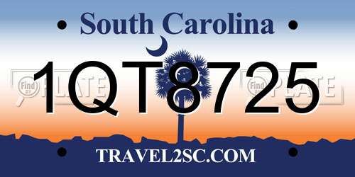 1QT8725 South Carolina License Plate