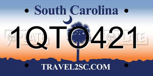 1QTO421 South Carolina License Plate