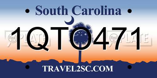 1QTO471 South Carolina License Plate