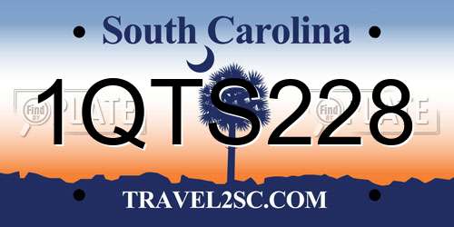 1QTS228 South Carolina License Plate