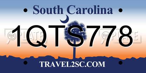 1QTS778 South Carolina License Plate