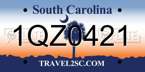 1QZ0421 South Carolina License Plate