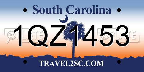 1QZ1453 South Carolina License Plate