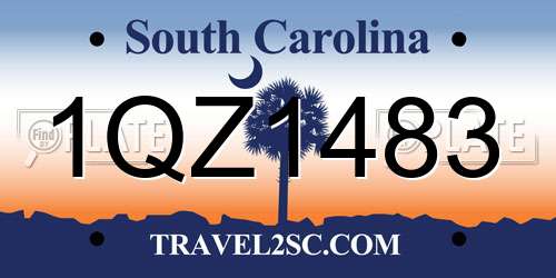 1QZ1483 South Carolina License Plate