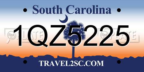 1QZ5225 South Carolina License Plate