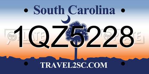 1QZ5228 South Carolina License Plate