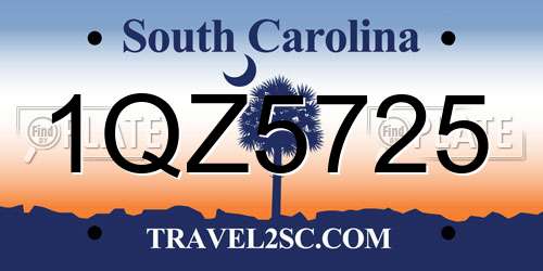 1QZ5725 South Carolina License Plate