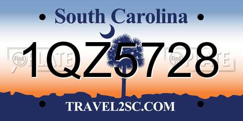 1QZ5728 South Carolina License Plate