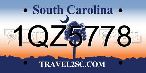 1QZ5778 South Carolina License Plate