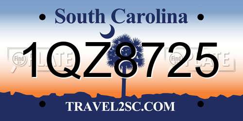 1QZ8725 South Carolina License Plate