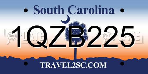 1QZB225 South Carolina License Plate