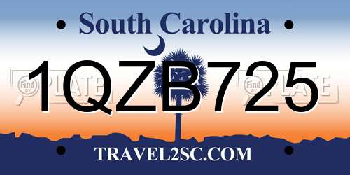 1QZB725 South Carolina License Plate