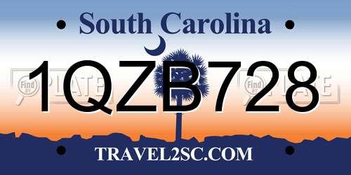 1QZB728 South Carolina License Plate