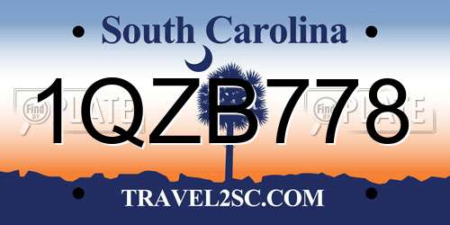 1QZB778 South Carolina License Plate