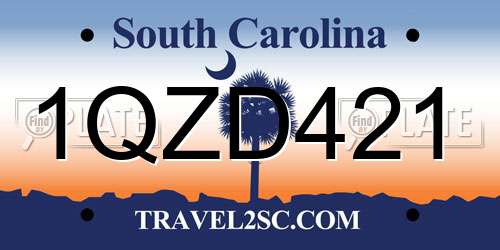 1QZD421 South Carolina License Plate