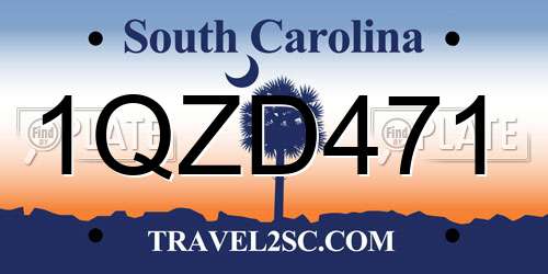 1QZD471 South Carolina License Plate
