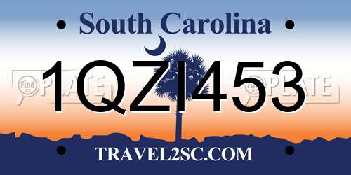 1QZI453 South Carolina License Plate
