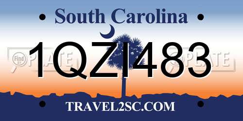 1QZI483 South Carolina License Plate