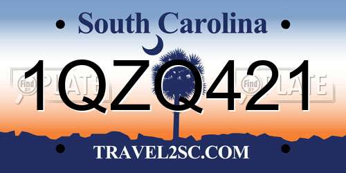 1QZQ421 South Carolina License Plate
