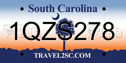 1QZS278 South Carolina License Plate