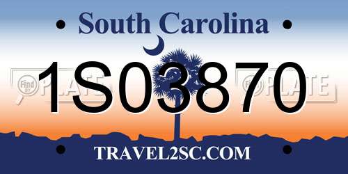 1S03870 South Carolina License Plate