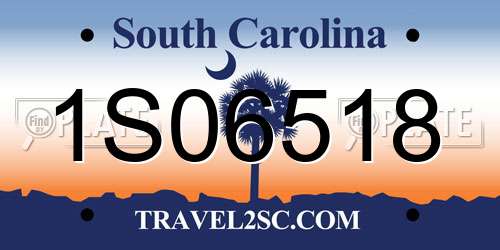 1S06518 South Carolina License Plate