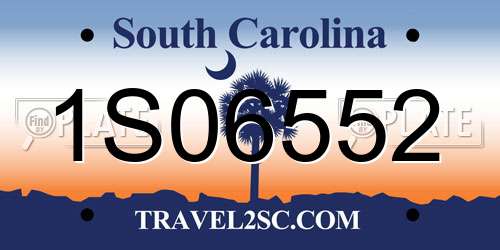 1S06552 South Carolina License Plate