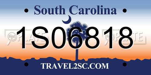 1S06818 South Carolina License Plate