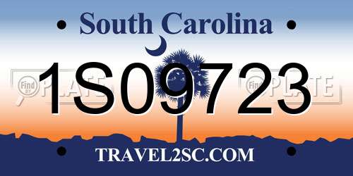 1S09723 South Carolina License Plate