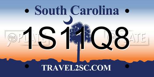 1S11Q8 South Carolina License Plate