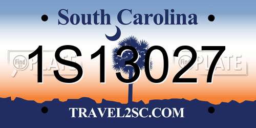 1S13027 South Carolina License Plate