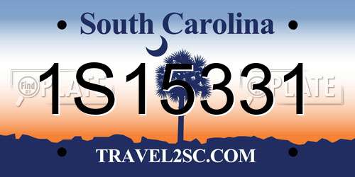 1S15331 South Carolina License Plate
