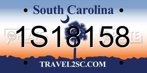 1S18158 South Carolina License Plate