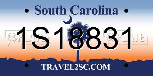 1S18831 South Carolina License Plate