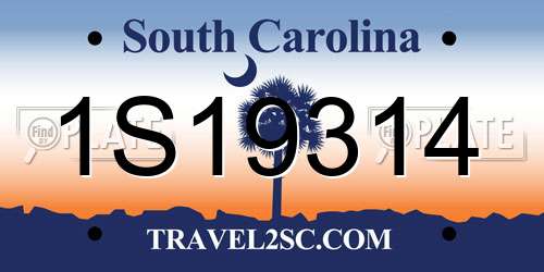 1S19314 South Carolina License Plate