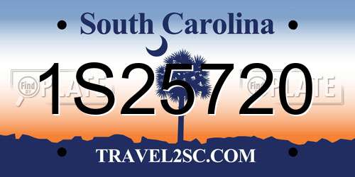 1S25720 South Carolina License Plate