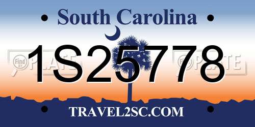 1S25778 South Carolina License Plate