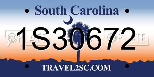 1S30672 South Carolina License Plate