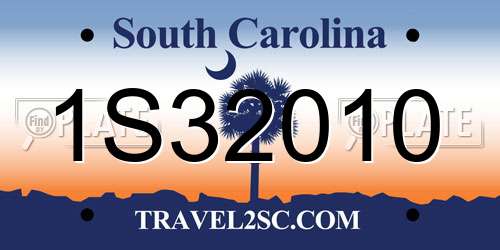 1S32010 South Carolina License Plate