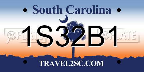 1S32B1 South Carolina License Plate
