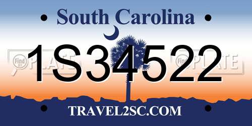 1S34522 South Carolina License Plate
