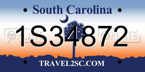 1S34872 South Carolina License Plate