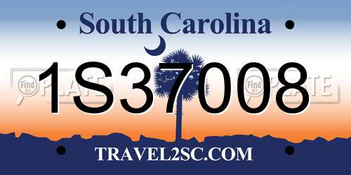 1S37008 South Carolina License Plate