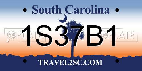 1S37B1 South Carolina License Plate