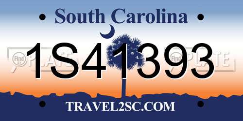 1S41393 South Carolina License Plate