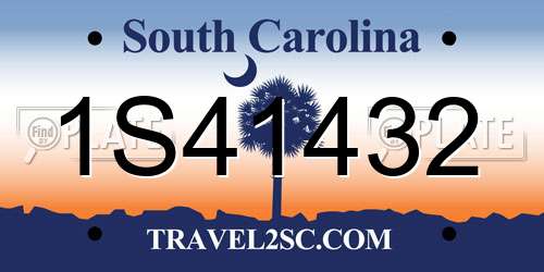 1S41432 South Carolina License Plate