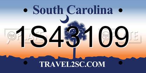 1S43109 South Carolina License Plate
