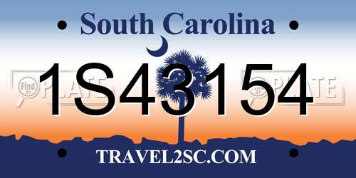 1S43154 South Carolina License Plate
